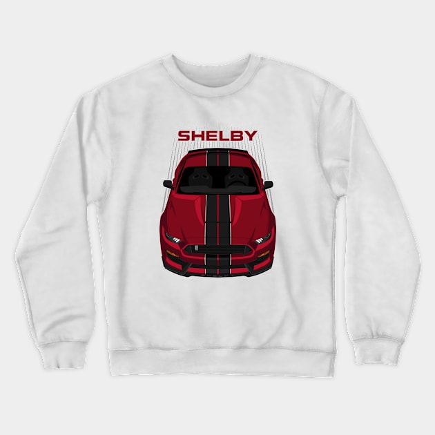 Ford Mustang Shelby GT350 2015 - 2020 - Rapid Red - Black Stripes Crewneck Sweatshirt by V8social